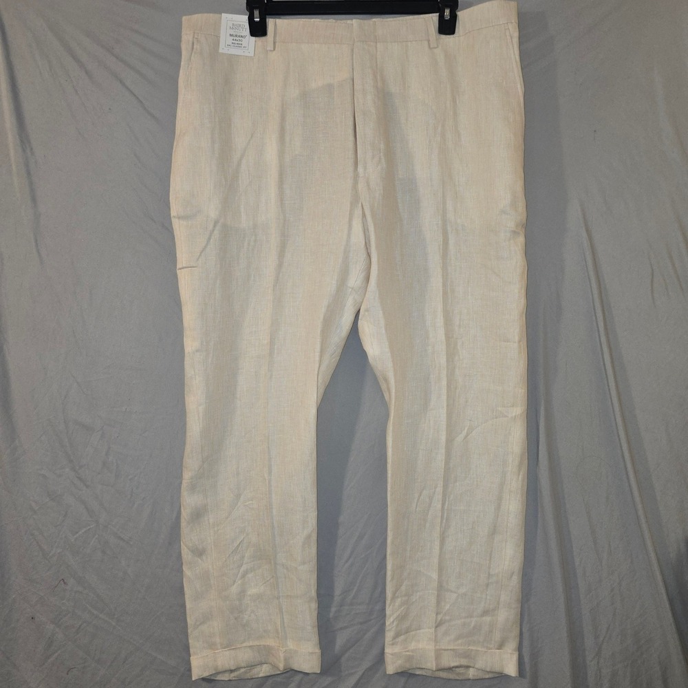 Baird McNutt Murano Linen Dress Pants 44x30 Mens Beige Zac Classic Fit Cuffed - Picture 5 of 12